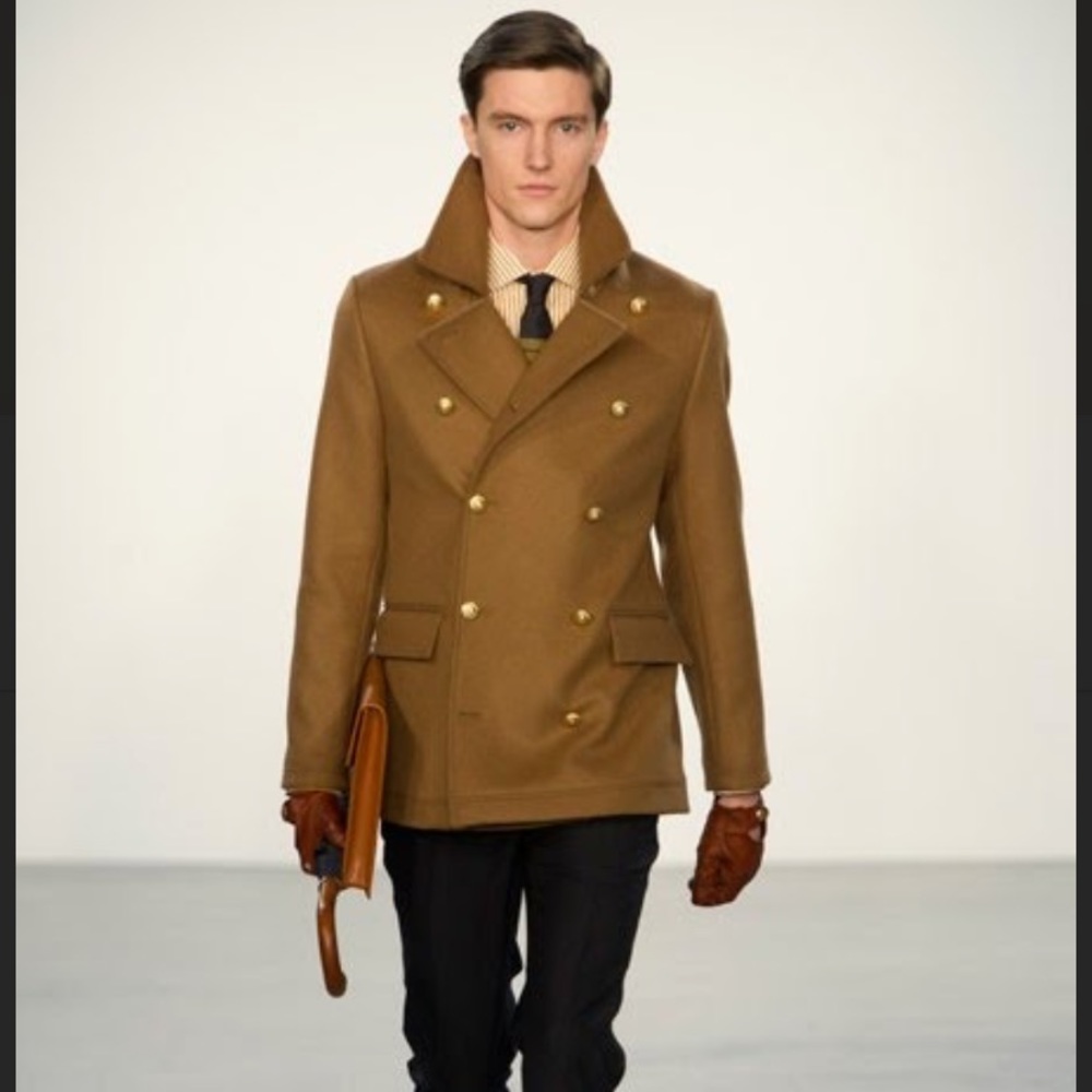 NEW Kent & Curwen England Runway Designer wool military jacket pea coat peacoat